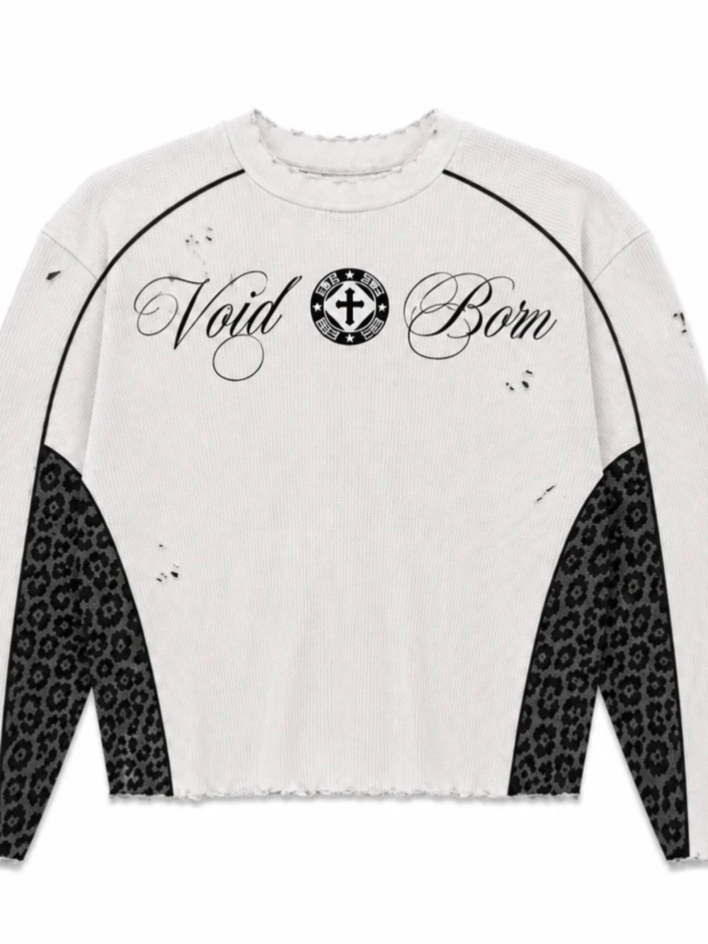 Men’s White & Black Long-Sleeve Top